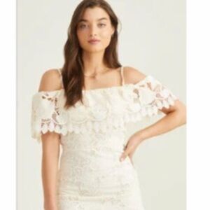 Altar'd State Cream Strapless Lace Dress